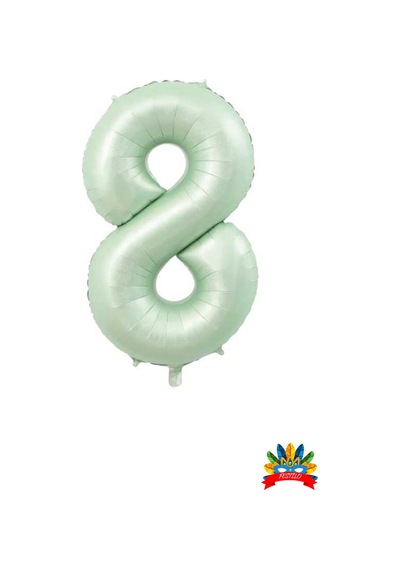 8 Rakam Retro Yeşil Folyo Balon 34 İnç 76 Cm 8