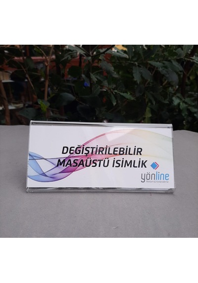Tr Şeffaf Değiştirilebilir Yatay Masaüstü Isimlik - 15x7 Cm Genel