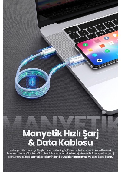 Ven-dens Vd-dca04 60 W Pd Type-c To Type-c Manyetik Hızlı Şarj Ve Veri Kablosu, 1 Metre, Siyah
