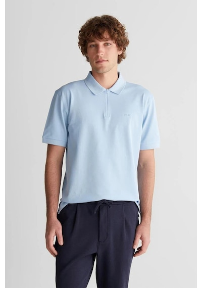 Gant Erkek Mavi Regular Fit Yarım Fermuarlı Baskılı Polo Yaka T-shirt-14840