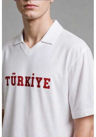 Defacto Boxy Fıt Türkiye Baskılı Kısa Kollu Kırmızı Tişört I1796ax26smwt34 Beyaz-wt34