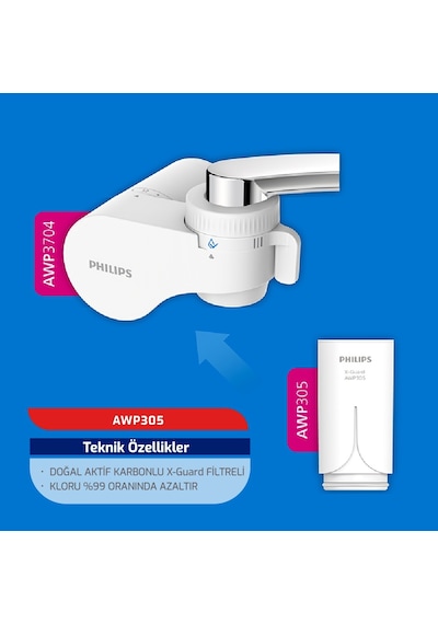 Philips Musluk Suyu Yedek Filtre Kartuşu Water X-guard Awp305/10
