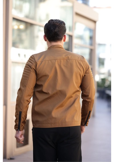 Mero Life Erkek Taba Su Ve Rüzgar Geçirmez Slim Fit Astarlı Mevsimlik Mont Taba