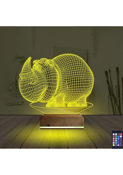 Luvivia Gergedan 3d Lamba - Masa Gece Lambası Şeffaf