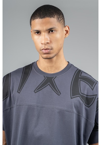 Maraton Sportswear Oversize Erkek Bisiklet Yaka Kısa Kol Basic Antrasit T-shirt 23246-antrasit