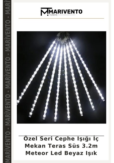Özel Seri Cephe Işığı İç Mekan Teras Süs 3.2m Meteor Led Beyaz Işık Çok Renkli