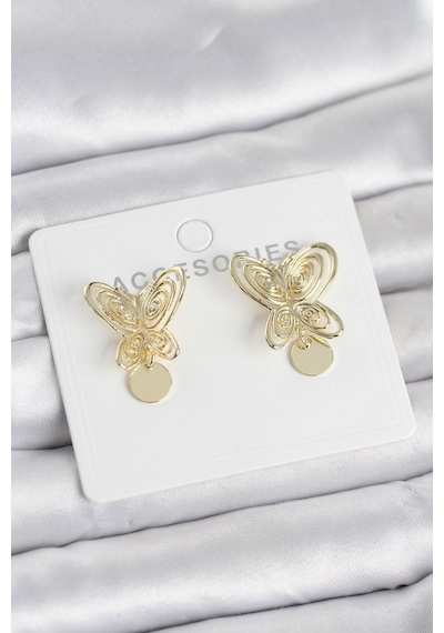 Füsun Küpesi Model Gold Renk Kelebek Model Pirinç Kadın Küpe Çok Renkli 26355720
