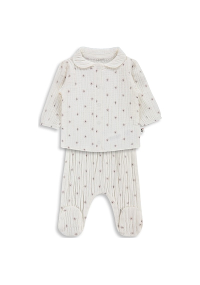 Civil Baby Yıldız Empirme 3-12 Ay Pijama Takımı - Kahverengi Acı Kahverengi