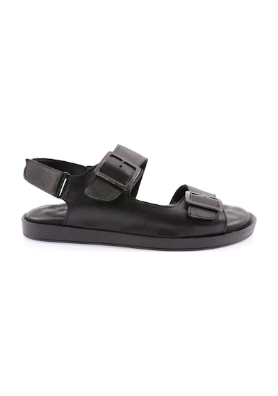 Dgn 2011-22y Erkek Üzeri Çift Kemer Tokli Sandalet 2011-2107-R1534 Siyah