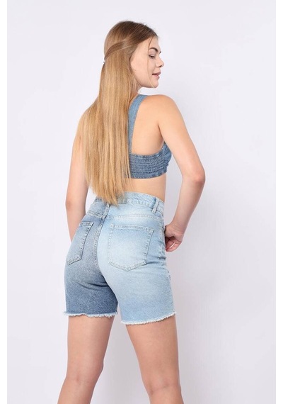 Banny Jeans Kadın Mavi Yırtık Detaylı Jean Şort