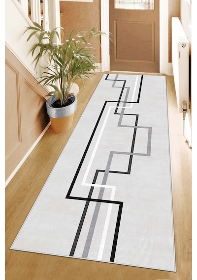 West Home Makinede Yıkanabilir Kaymaz Taban Leke Tutmaz Modern Kesme Yolluk Mutfak Yolluk Halı Yolluk Wh 582 Grey Yolluk