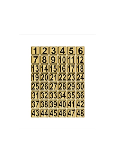 Metal Kapı,masa,dolap Numarası 4cmx4cm 48 Adet (1…48) Altın Renk Metal