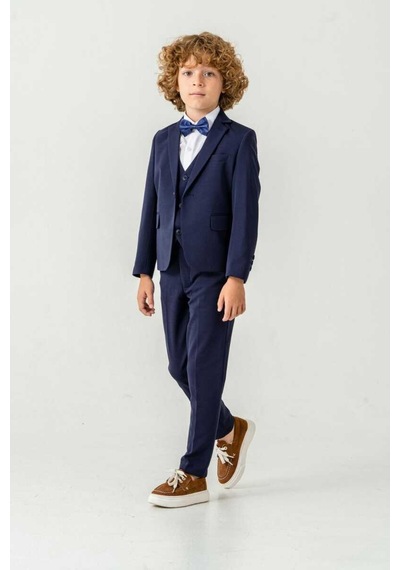 Bys Beystil Sivri Yaka Lacivert Çocuk Takım Elbise Set -slim Fit