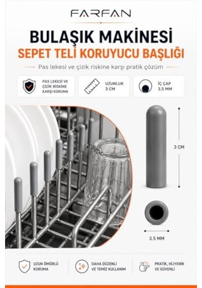 100 Adet Gri Bulaşık Makinesi Sepetleri Çubukları Için Birinci Sınıf Pas Ve Çizilmeleri Önleyen Plastik Kapak