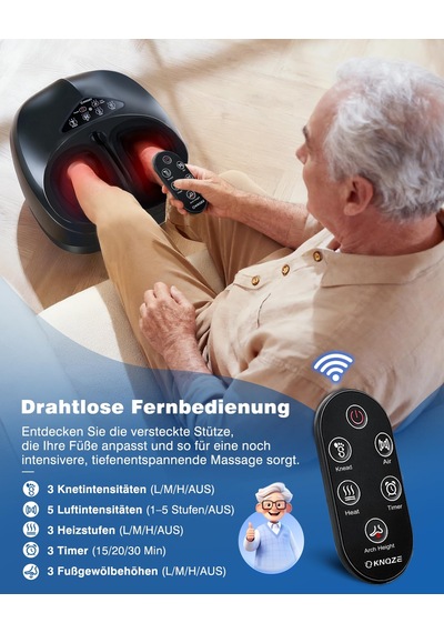Knqze Isı Ve Uzaktan Kumandalı Shiatsu Ayak Masajı, Geliştirilmiş Kaldırma Kemeri Tasarımı, 3d Derin Yoğurma Masajı, Plantar Fasiit Ve Ayak Ağrısından Kurtulma, 48 Bedene Kadar, Kadın Erkeklere Hediyeler