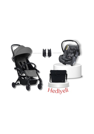 Bumprider Connect³ Black-Grey Bebek Arabası & Connect TRN Grup 0+ Oto Koltuğu Grey & Oto Koltuk Adaptörü