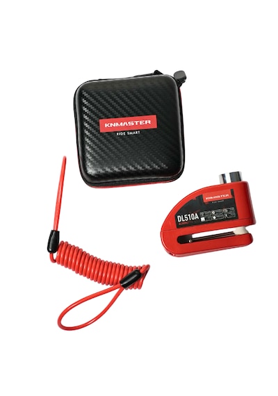 Knmaster Dl510a 10 Mm Alarmlı Disk Kilidi Hatırlatma Kablosu Ve Taşıma Çantası  Kırmızı Kırmızı