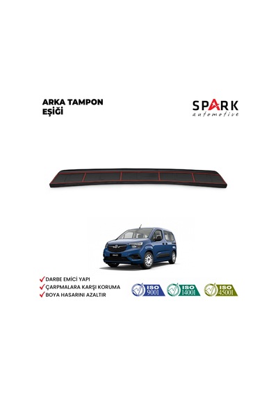 Opel Combo E 2018 Yılı Ve Sonrası Arka Tampon Eşiği Parlak Siyah