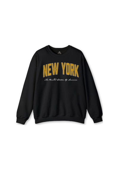 So Cool Siyah Sweat New York Yazı Baskılı Swet Kışlık Erkek Sweatshirt Siyah