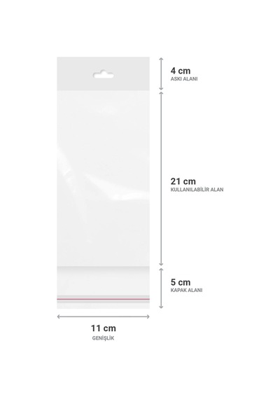 Askılı Meksika Şapka Bantlı Şeffaf Opp Torba 11X21+9 Cm - 500 A