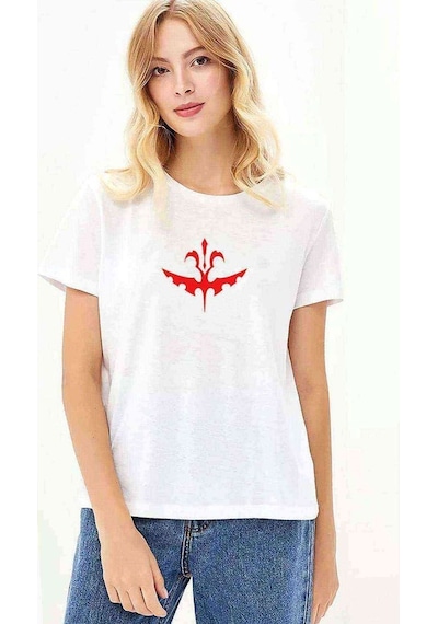 Fiction Red Baskılı Beyaz Kadın Tshirt