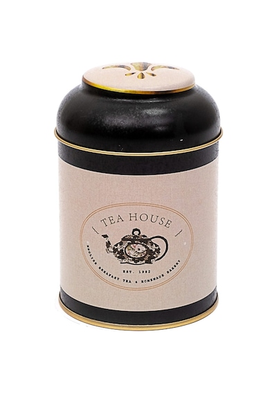 Azura Tea Desenli Yuvarlak Metal Kutu, 9 X 11 Cm, 0.6 Lt