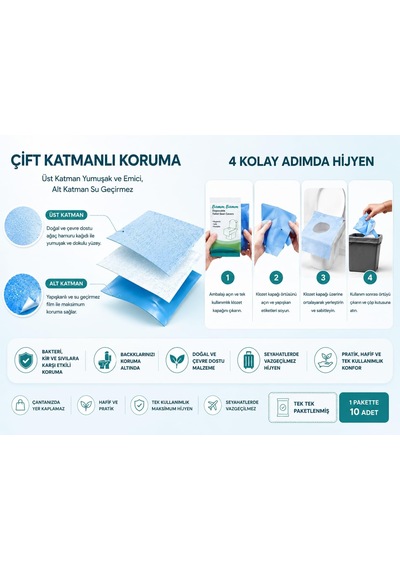 Kullan At 2 Katlı Klozet Kapağı Örtüsü 3x10 Adet Tüm Klozetlerle Uyumlu Xxl Altın - Beyaz