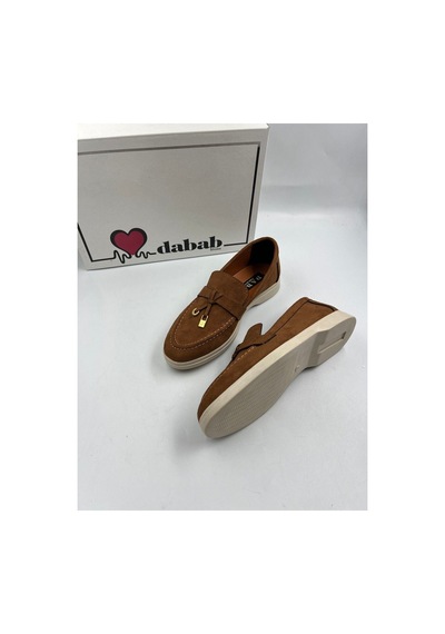 Dabab Shoes Lupy Kadın Süet Düz Taban Rahat Günlük Casual Babet Ayakkabı Taba