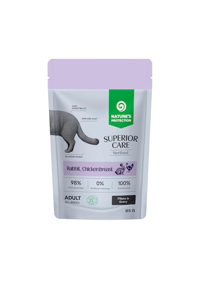 Nature S Protection Superior Care Tavşanlı & Tavuk Göğüslü Sos İçinde Kısırlaştırılmış Kediler İçin Yaş Kedi Maması 85g