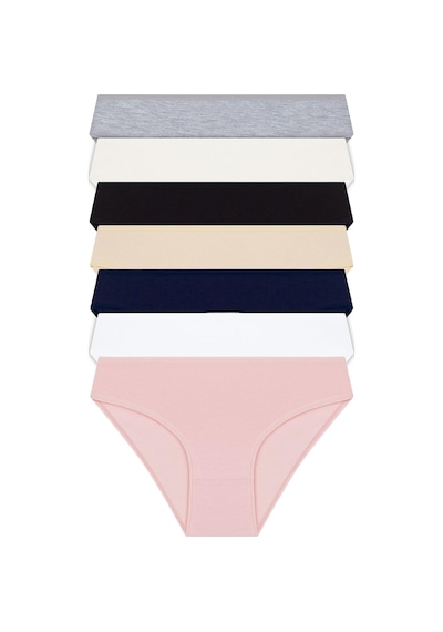 Cottonhill Basic Pamuklu Kadın Bikini Külot 7'li Paket Model1 Çok Renkli