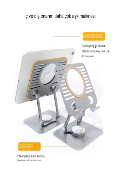 Mekanizmalı 12.9 Inç Ayarlanabilir Metal Apple Uyumlu iPad , Tablet Ve Telefon Tutucu - Dayanıklı Ve Güçlü Stand