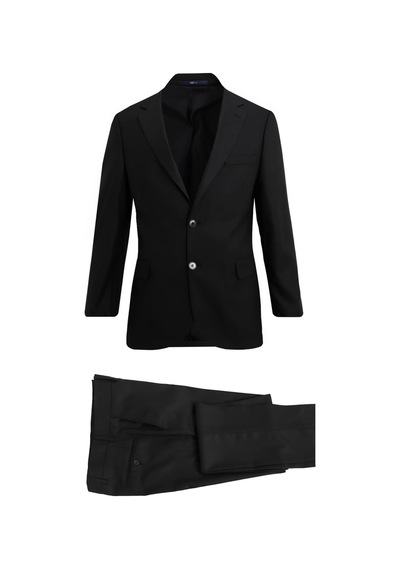 Uki Siyah Comfort Fit , Mono Yaka, 2 Düğme Çift Yırtmaç Çizgili Klasik Takım Elbise