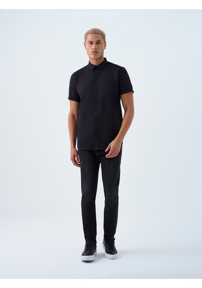 Regular Fit Erkek Gömlek K.kol Siyah