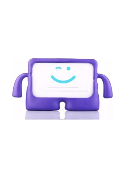 T5 10 Inç Kılıf Çocuklara Özel Emoji Tasarımlı, Standlı, Tam Korumalı Tablet Kılıfı -mor