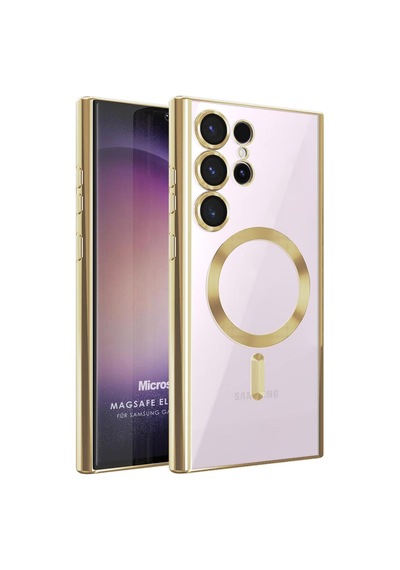 Microsonic Samsung Galaxy Uyumlu S25 Ultra Kılıf Magsafe Luxury Electroplate Gold -