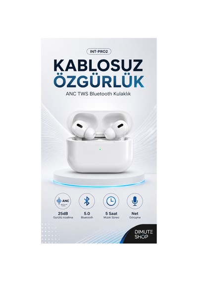 Int Pro 2 Anc Tws Bluetooth Kulaklık Kablosuz In-ear 25db Gürültü Azaltma Bt 5.0 Beyaz - 889163619
