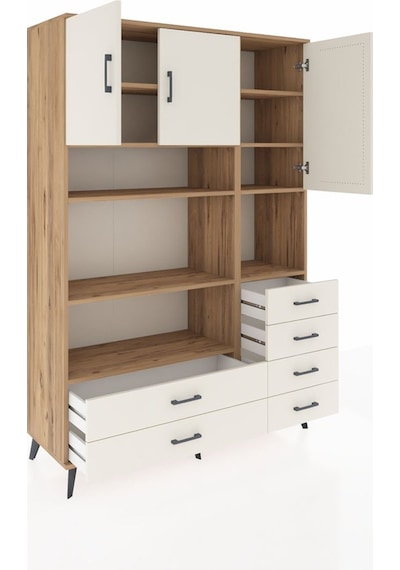 Hyperion Dolap 9 Raflı 6 Çekmeceli 3 Kapaklı 132x44x195 Çam-a... Çam Hyperion Dolap 9 Raflı 6 Çekmeceli 3 Kapaklı 132x44x195 Çam-a... Çam