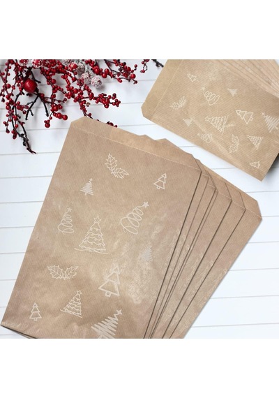 Çam Desenli Kese Kağıdı, Kraft 11x20-100 Adet