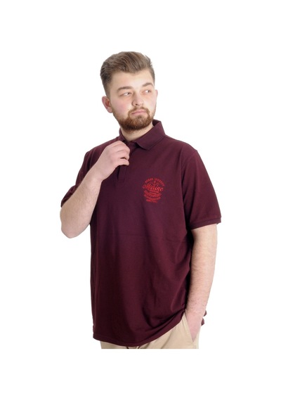 Mode Xl Büyük Beden Erkek T-Shirt Polo Ocean Journey 23319 Mürdüm 001