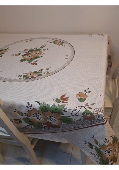 Dora Pano Elyaf Tabanlı Pvc Muşamba - Desenli Silinebilir 140 X 140 Hazır Masa Örtüsü Kahverengi