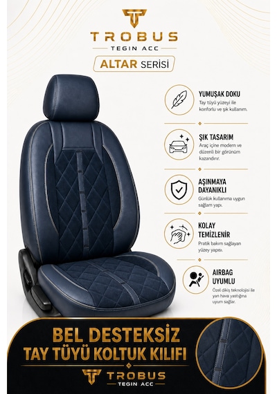 Fiat Egea Cross 2020+ Uyumlu Altar Serisi Tay Tüyü Füme Premium Koltuk Kılıfı