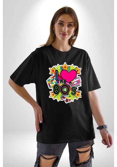 80leri Seviyorum Kaset Ve Özel Hediye Pamuklu Bisiklet Yaka Unisex Oversize Boyfriend Dijital Baskılı Siyah T-shirt Siyah 80leri Seviyorum Kaset Ve Özel Hediye Pamuklu Bisiklet Yaka Unisex Oversize Boyfriend Dijital Baskılı Siyah T-shirt Siyah
