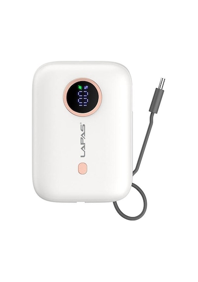 Lexroo Lp-pw001 Dijital Led Göstergeli Type-c Kablolu Taşınabilir Powerbank 10.000mah - Beyaz