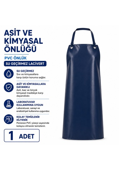 Asit Ve Kimyasal Önlüğü - Pvc Önlük Su Geçirmez Lacivert