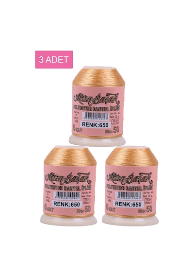 3 Adet Altınbaşak Oya Ve Dantel İpi 20 Gr - Royaleks - No: 650