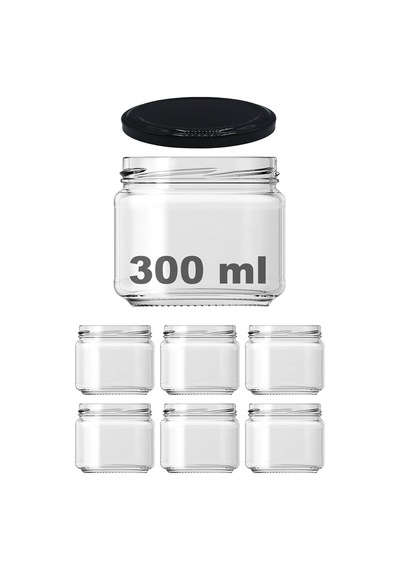 10-1000 Ml Farklı Boyutlarda Kavanoz 10-1000 Arası Cc Konserve Metal Kapaklı Cam Kavanoz 6 Adet Şeffaf, 300 Cc