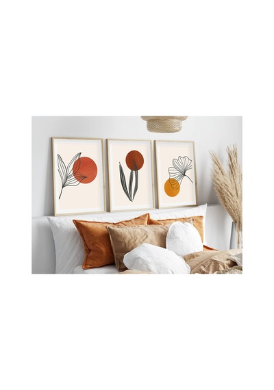 Ahşap Çerçeveli Minimalist 3 Lü Tablo