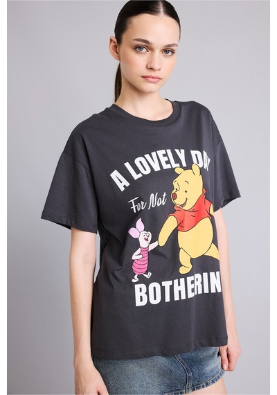 Defacto Disney Winnie The Pooh Ve Piglet Baskılı Oversize Bisiklet Yaka Kısa Kollu Tişört I5445ax26hsar191 Antrasit-ar191
