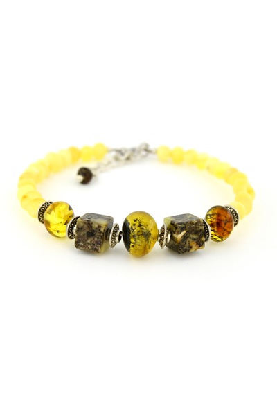 Kehribar Bayan Bileklik Özel Tasarım Ambergold Blk23-69 Çok Renkli