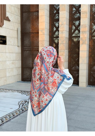 Qalortex Scarf Pamuklu Piraye Desen Eşarp - Turkuaz